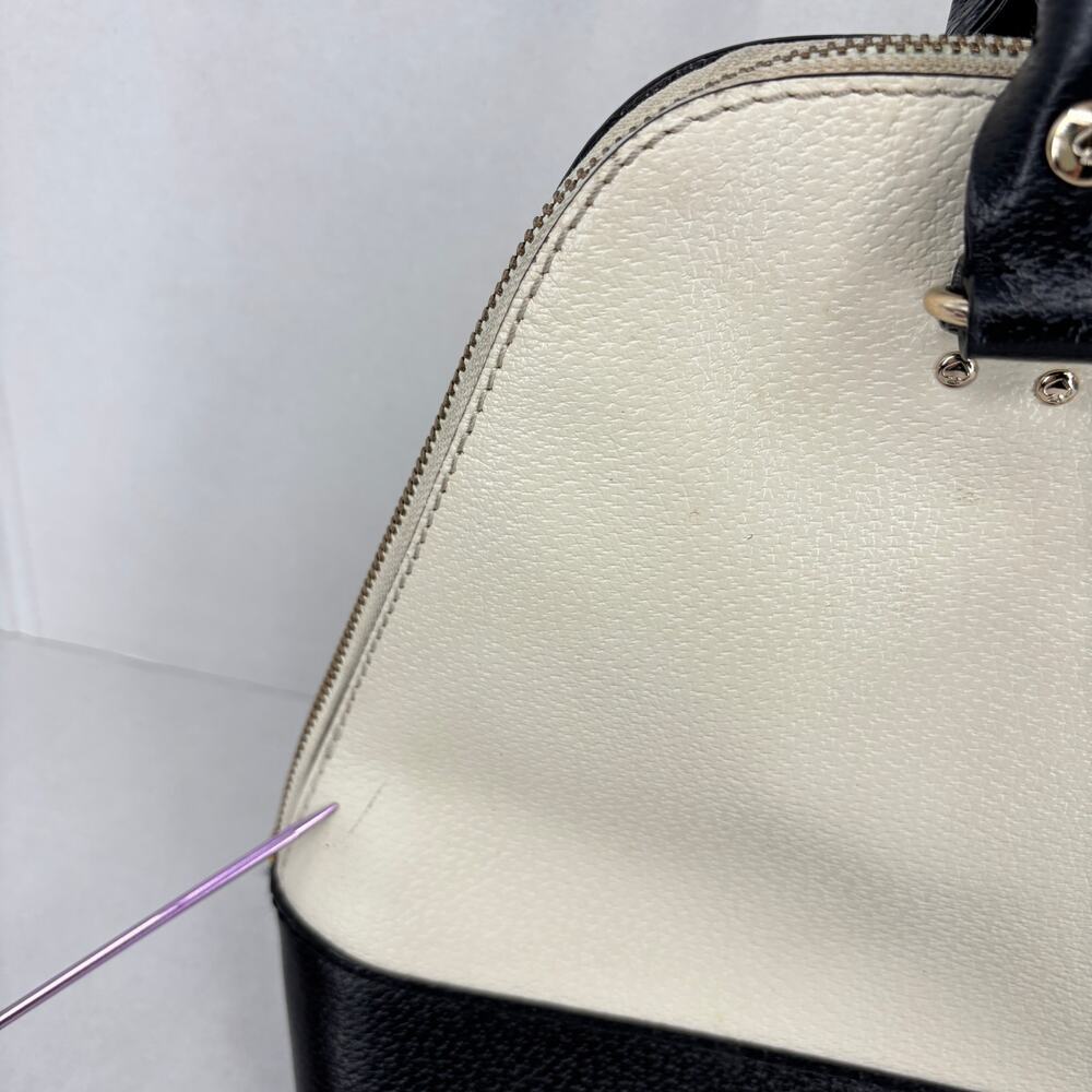 Kate Spade Rachelle Berkeley Satchel Handbag Cream Black Leather Double Handle - Picture 12 of 16